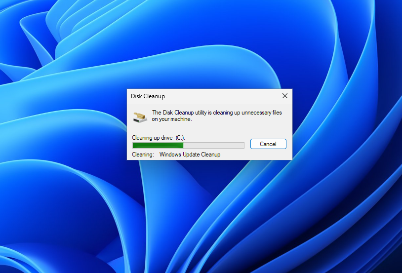 Wait for Disk Cleanup to finish Wait for Disk Cleanup to finish