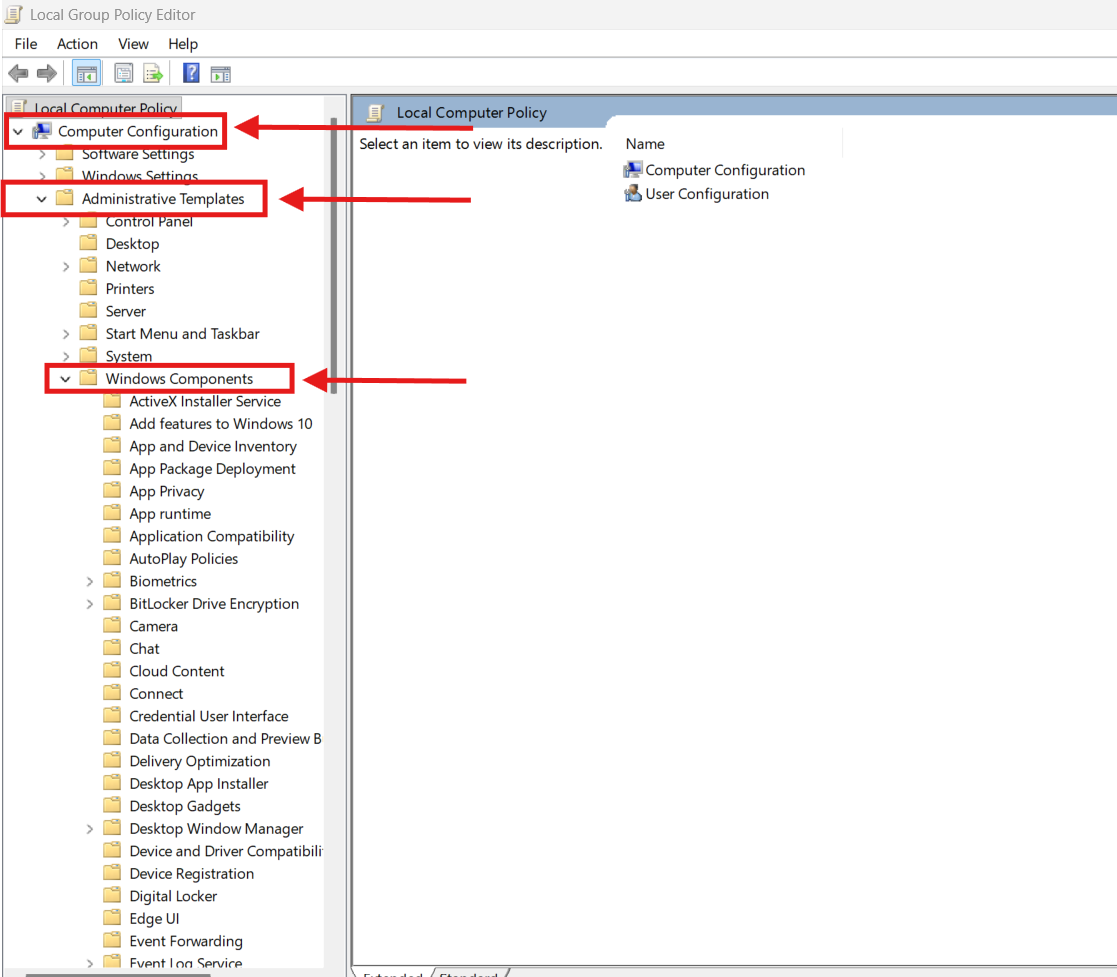 Windows components in gpedit Windows components in gpedit