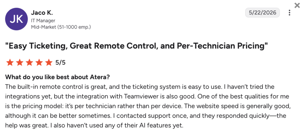 atera vs easyvista comment