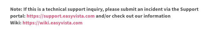 easyvista support info
