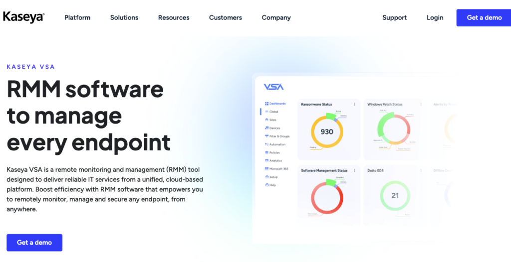Kaseya homepage