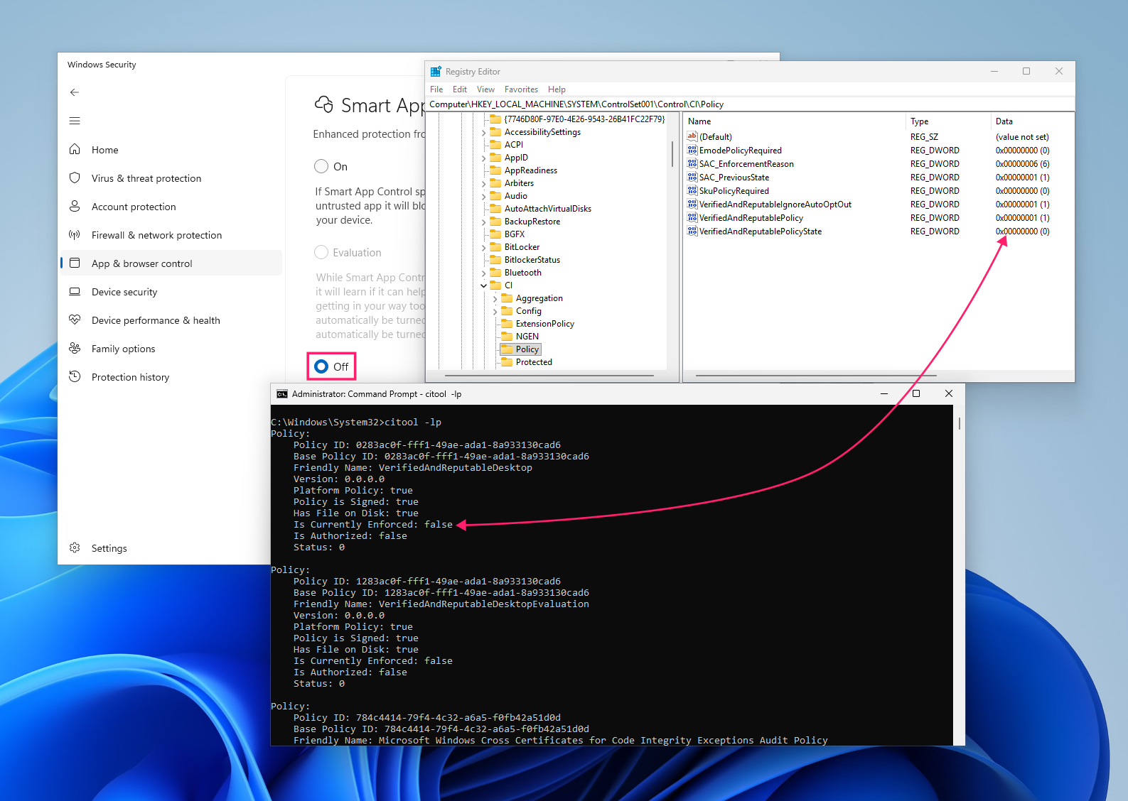 regedit for disabling SAC automatically regedit for disabling SAC automatically