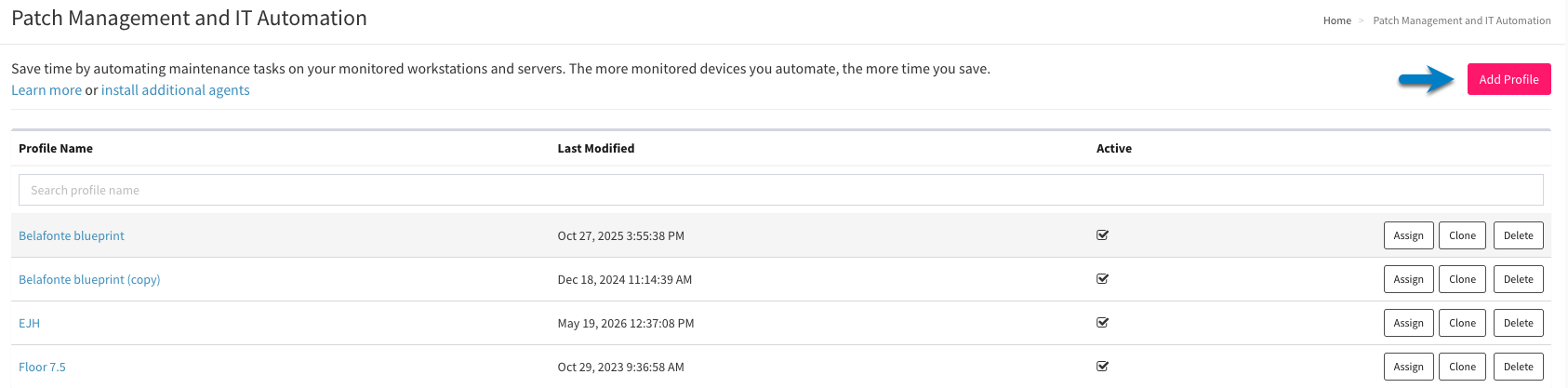 set up an IT automation profile