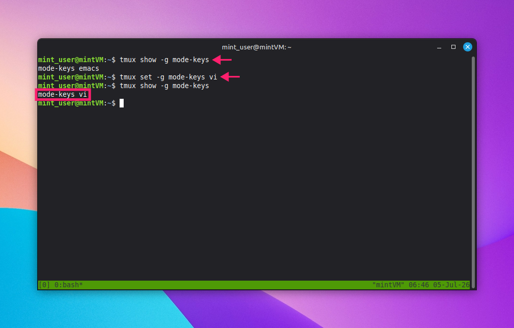 vi-mode in tmux vi-mode in tmux
