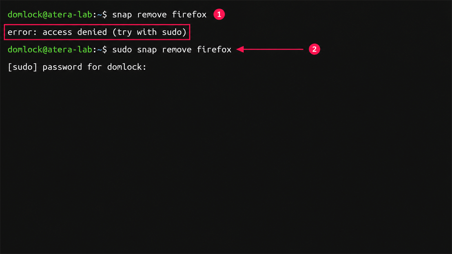 Access denied error for no sudo Access denied error for no sudo