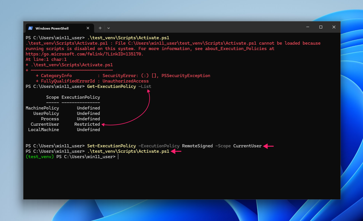 Activate venv in PowerShell