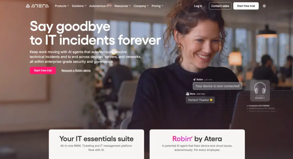 Atera homepage screenshot