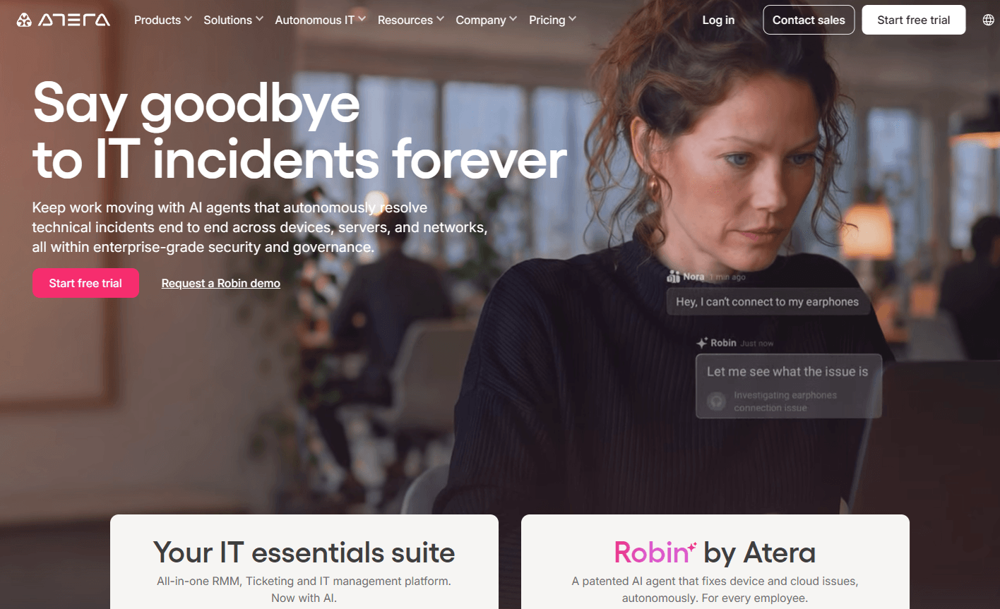 Atera homepage Atera homepage