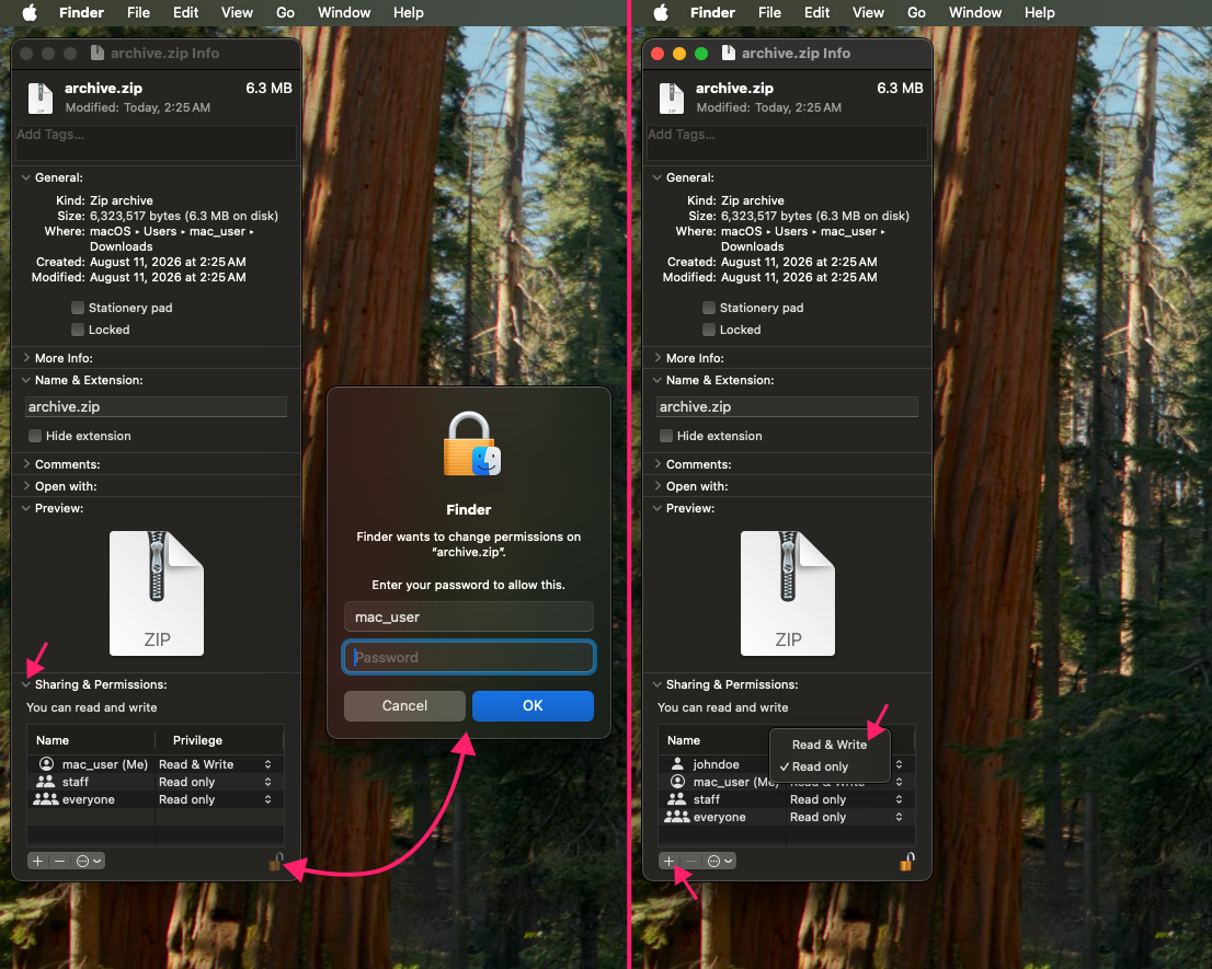 Change file permissions on macOS Change file permissions on macOS