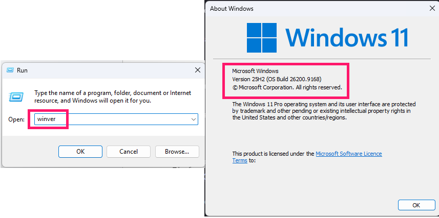 Check Windows build version