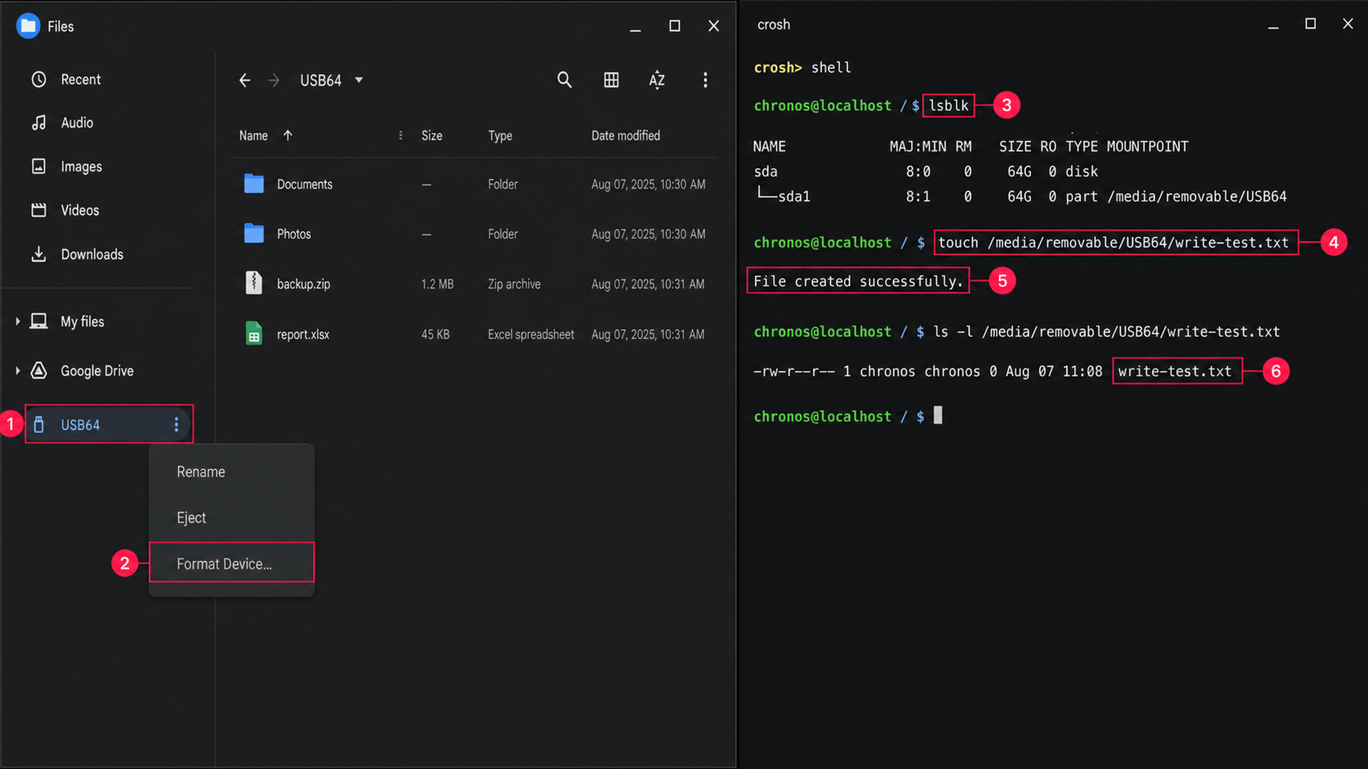ChromeOS commands to remove USB write protection