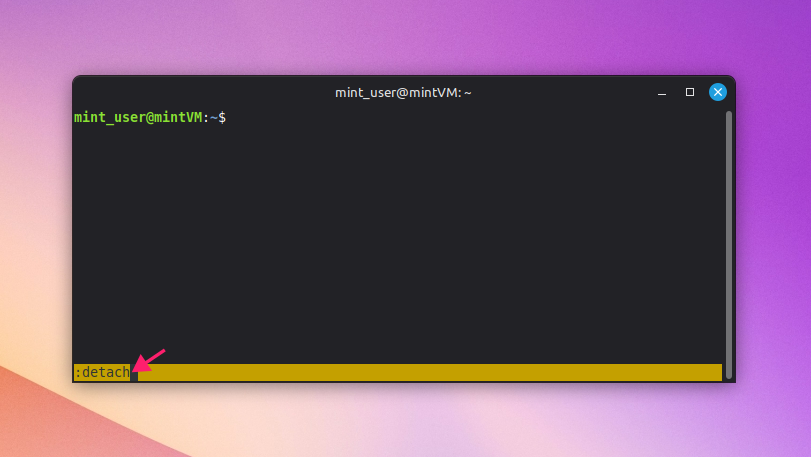 Command prompt method for detatching a tmux session Command prompt method for detatching a tmux session