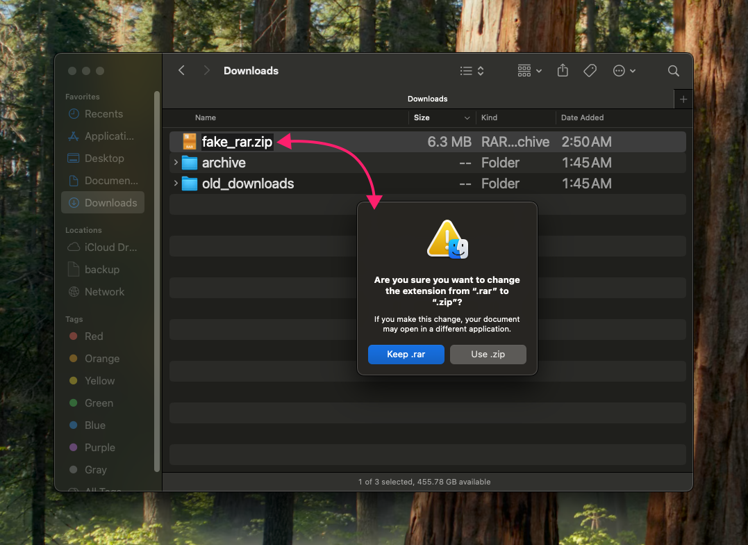 Confirm rename prompt Confirm rename prompt