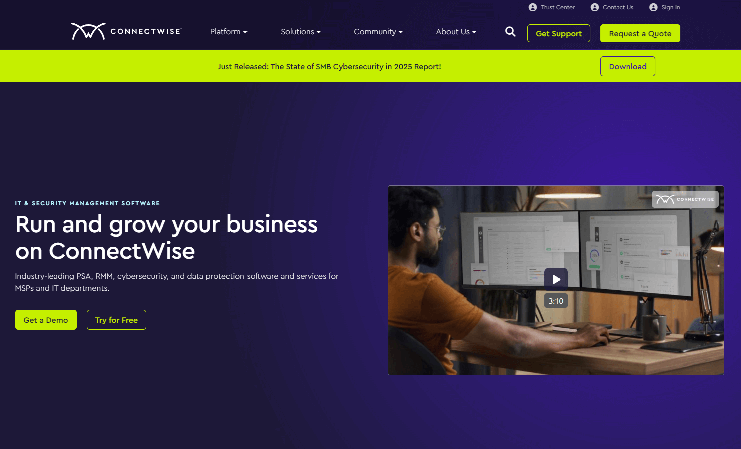 ConnectWise homepage ConnectWise homepage