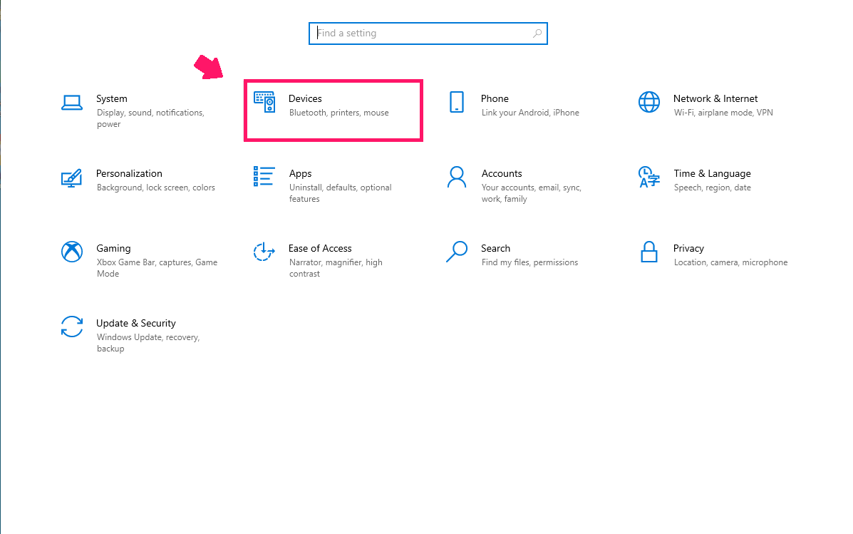 Devices in Windows 10 settings Devices in Windows 10 settings