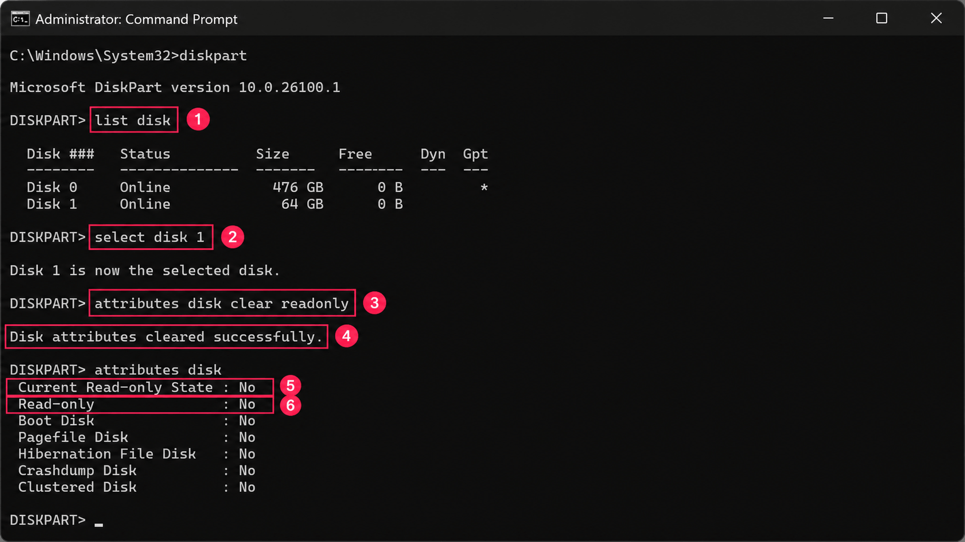 Diskpart commands on Command Prompt