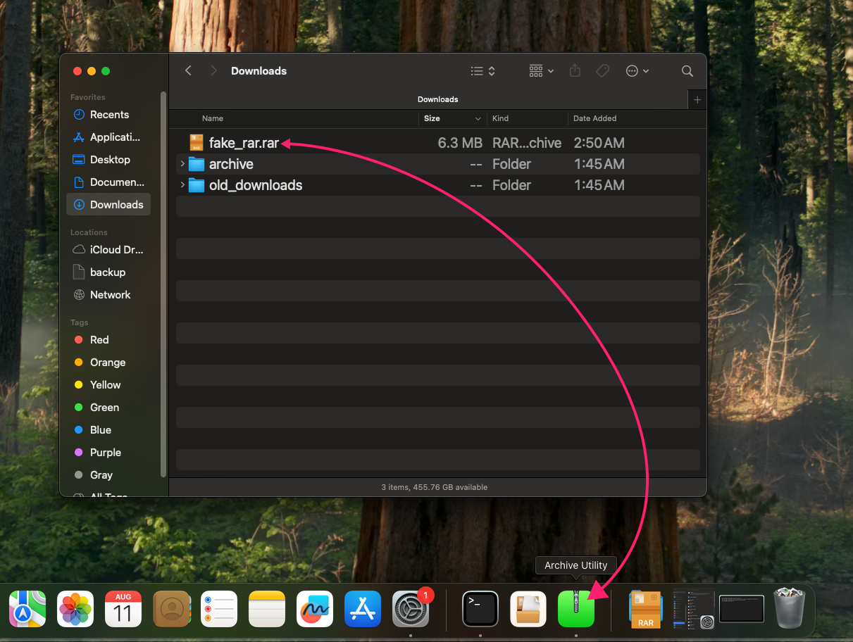 Drag file onto Archive Utility Drag file onto Archive Utility
