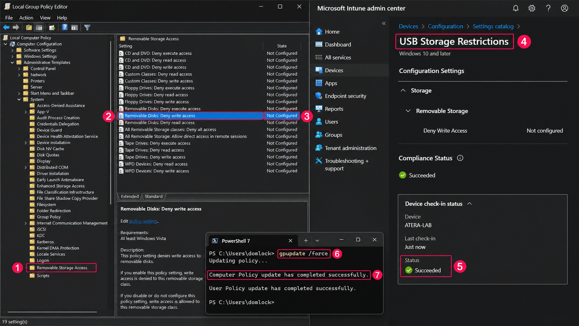 Group policy changes for USB write protection