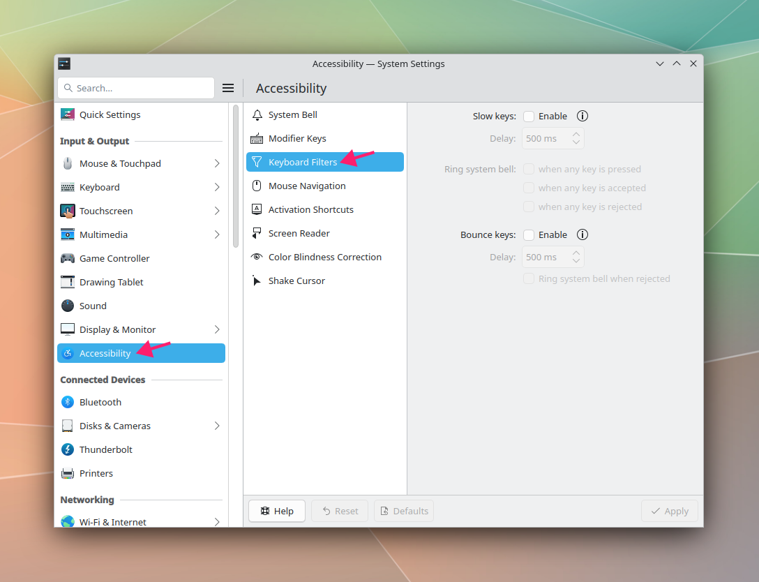 Keyboard filters on Fedora KDE Keyboard filters on Fedora KDE
