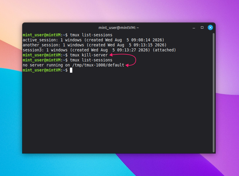 Kill all tmux sessions Kill all tmux sessions