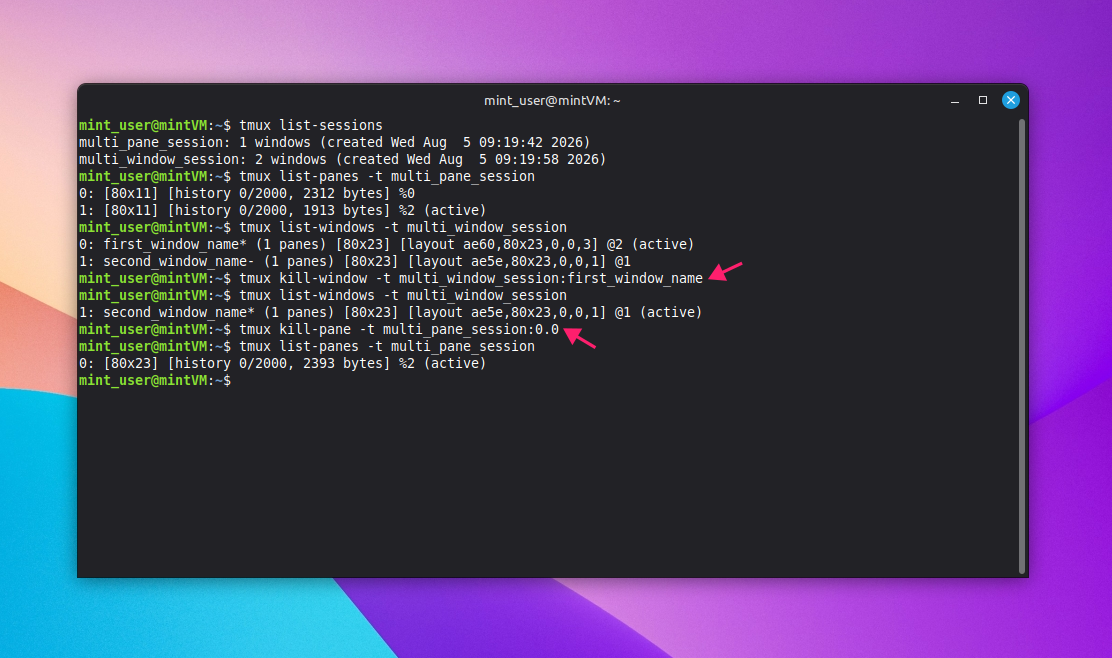 Kill specific windows or panes not attached in tmux Kill specific windows or panes not attached in tmux