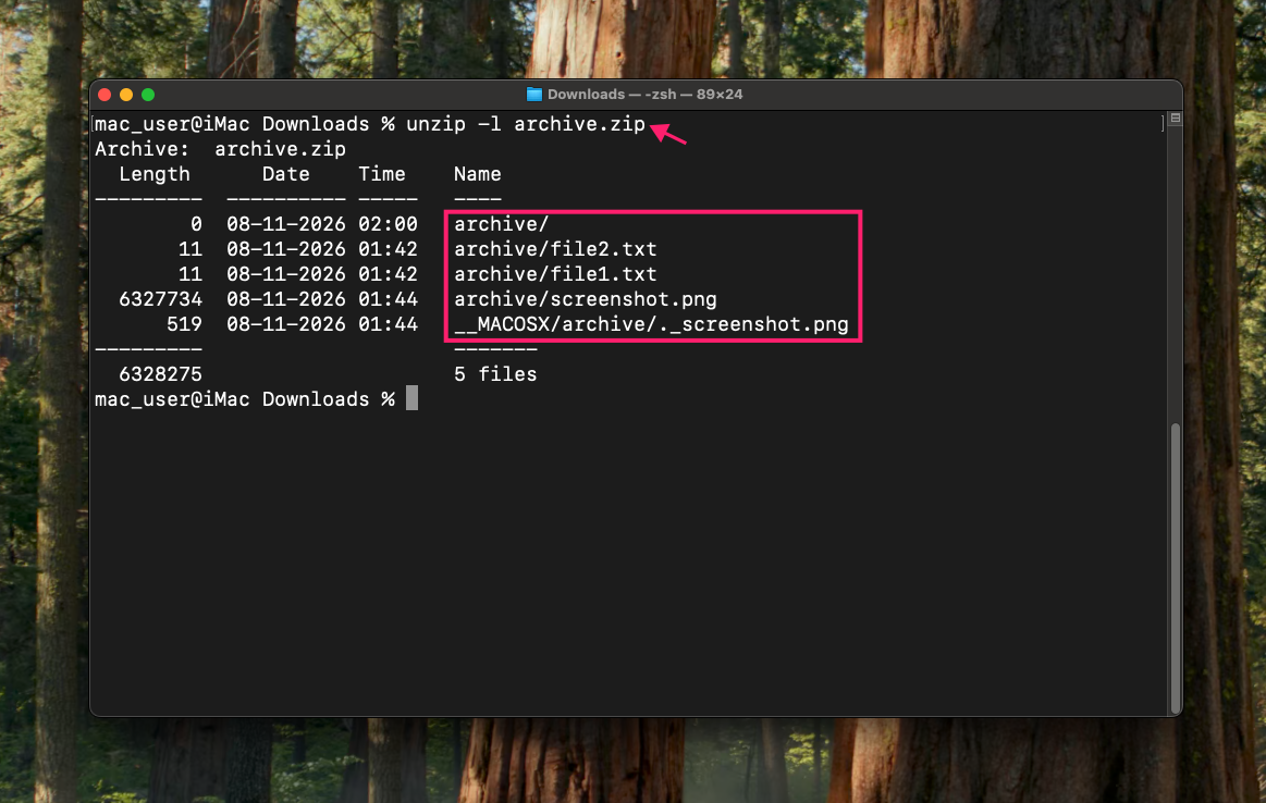 List archive contents without extracting List archive contents without extracting