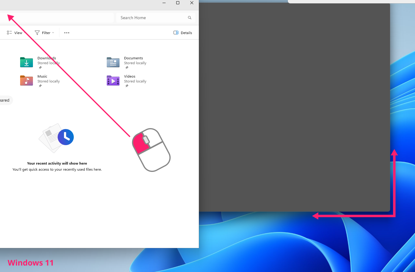 Manual drag-and-drop Windows 11
