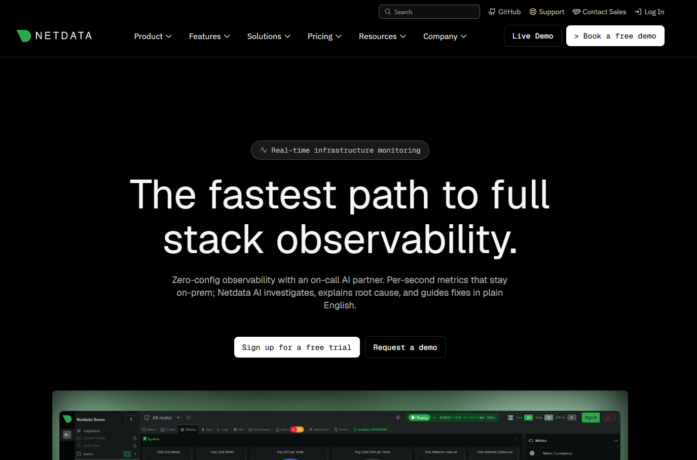 NetData homepage NetData homepage
