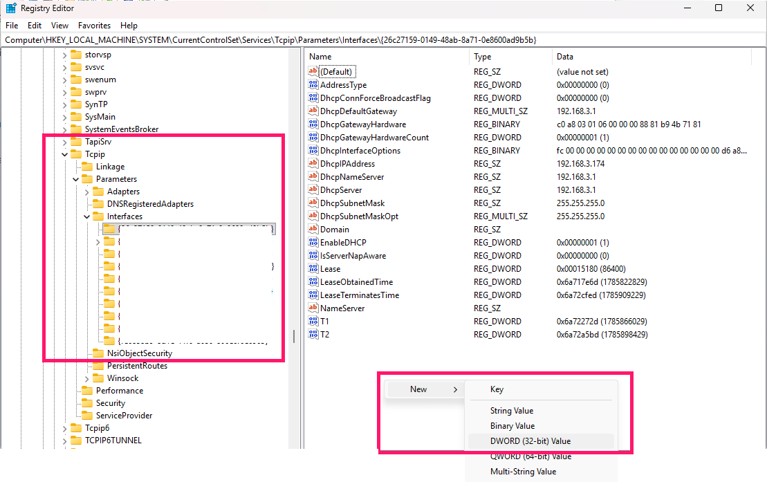 New Dword value in Registry New Dword value in Registry