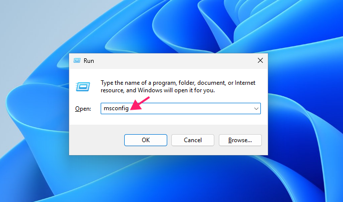 Open msconfig Open msconfig
