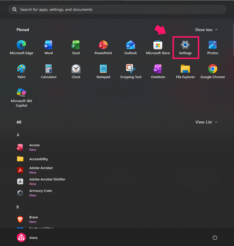 Open settings on Windows 11 Open settings on Windows 11
