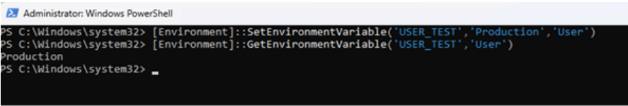 User-level environment variabe User-level environment variabe