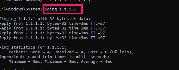Ping external IP command Ping external IP command