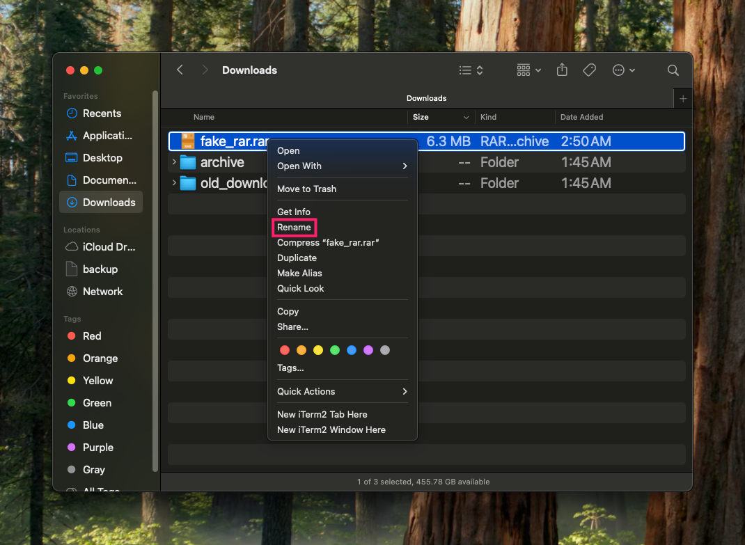 Rename file in macOS Rename file in macOS