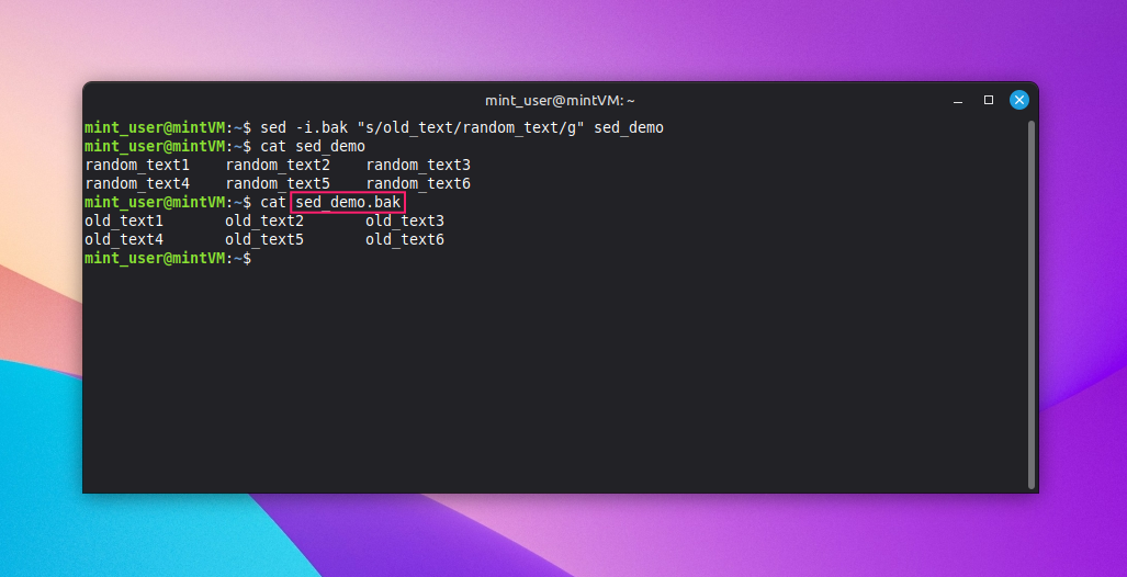 Sed command with automatic backup Sed command with automatic backup