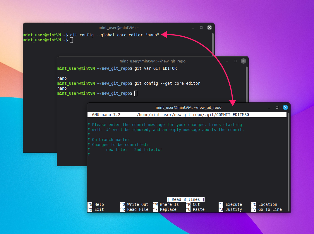 Set default editor for Git files Set default editor for Git files