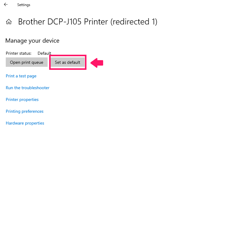 Set printer as default in Windows 10 Set printer as default in Windows 10