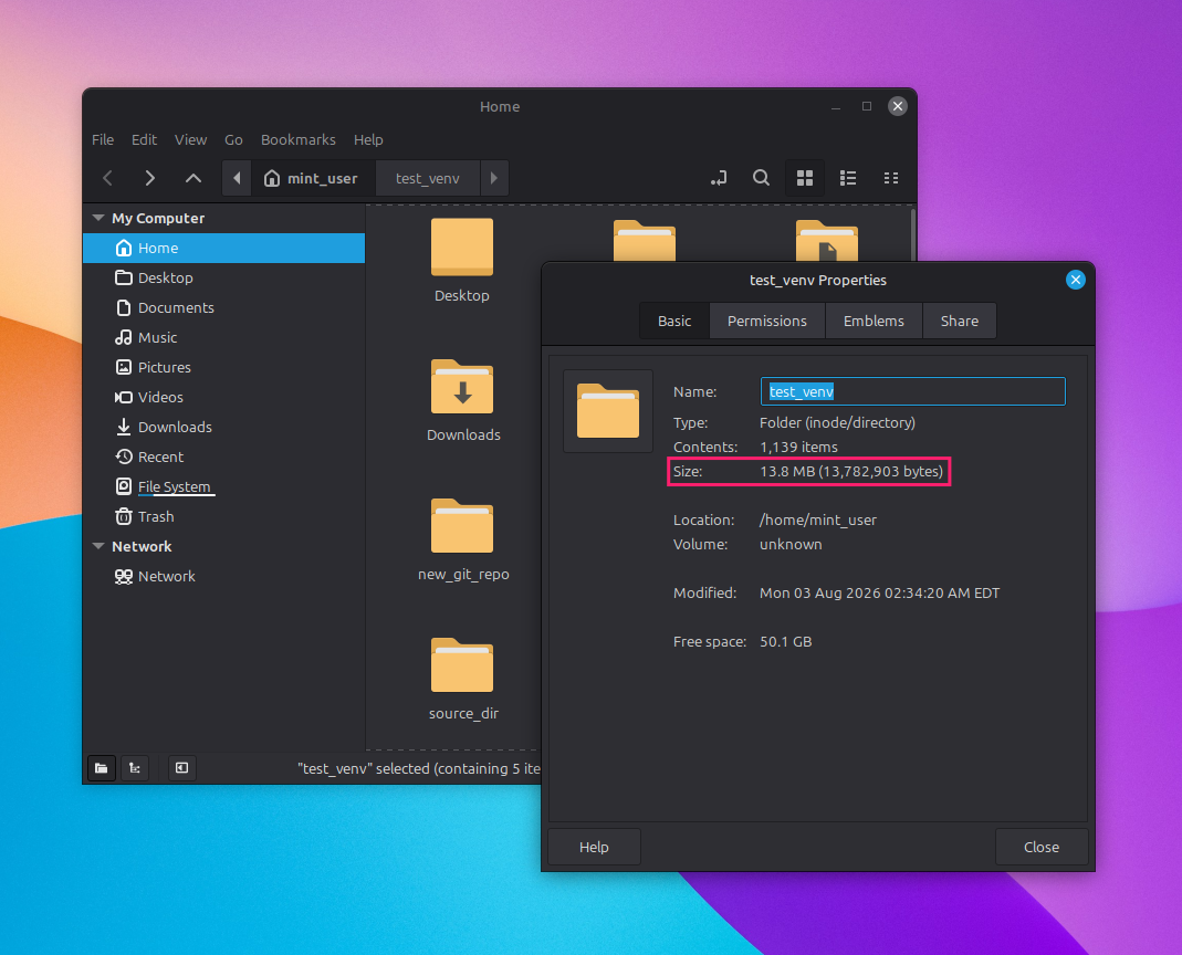 Size label on a specific folder Size label on a specific folder