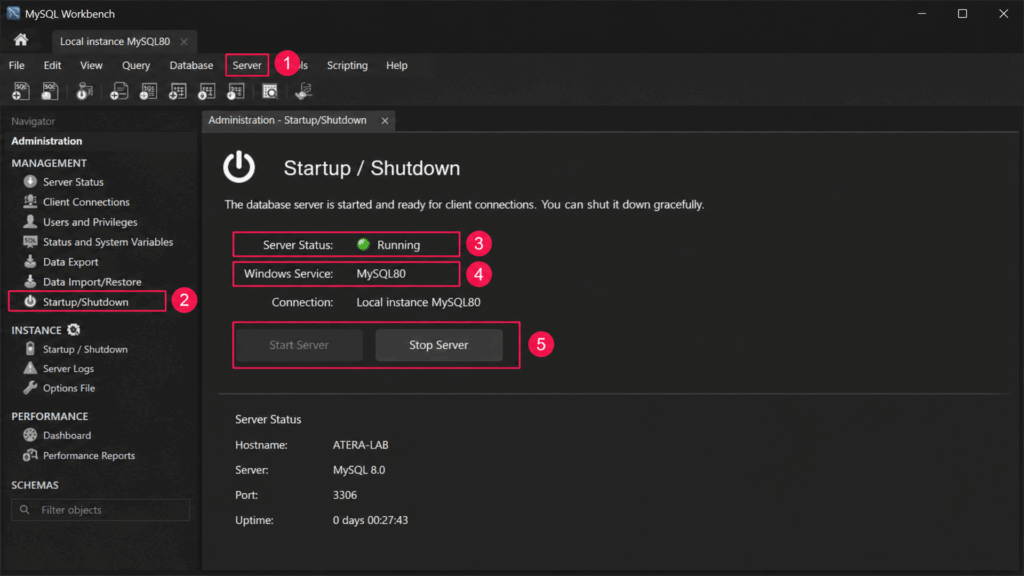 How to start mysql server on windows