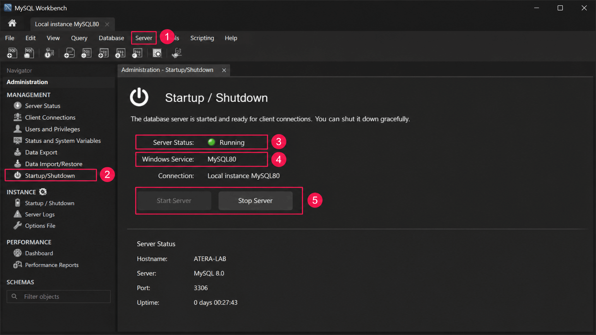 Start MySQL from MySQL Workbench