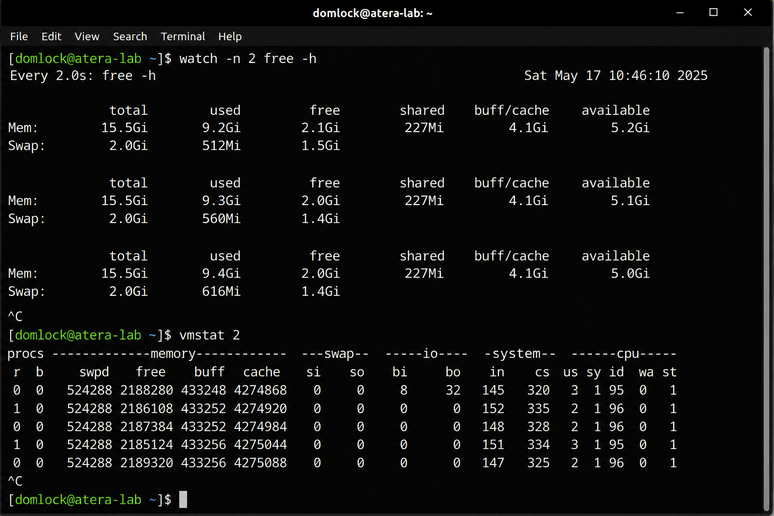 Watch memory over time command Watch memory over time command