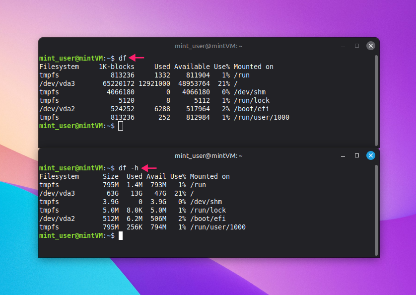 df command to see filesystem usage df command to see filesystem usage