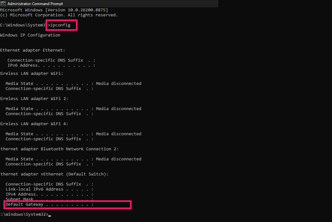 ipconfig command ipconfig command