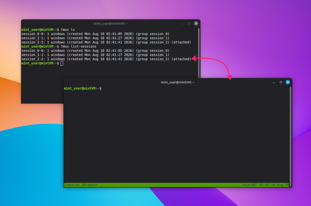 tmux list-sessions command tmux list-sessions command