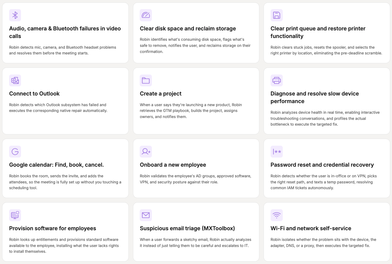 A screenshot of Atera Robin’s use cases A screenshot of Atera Robin's use cases