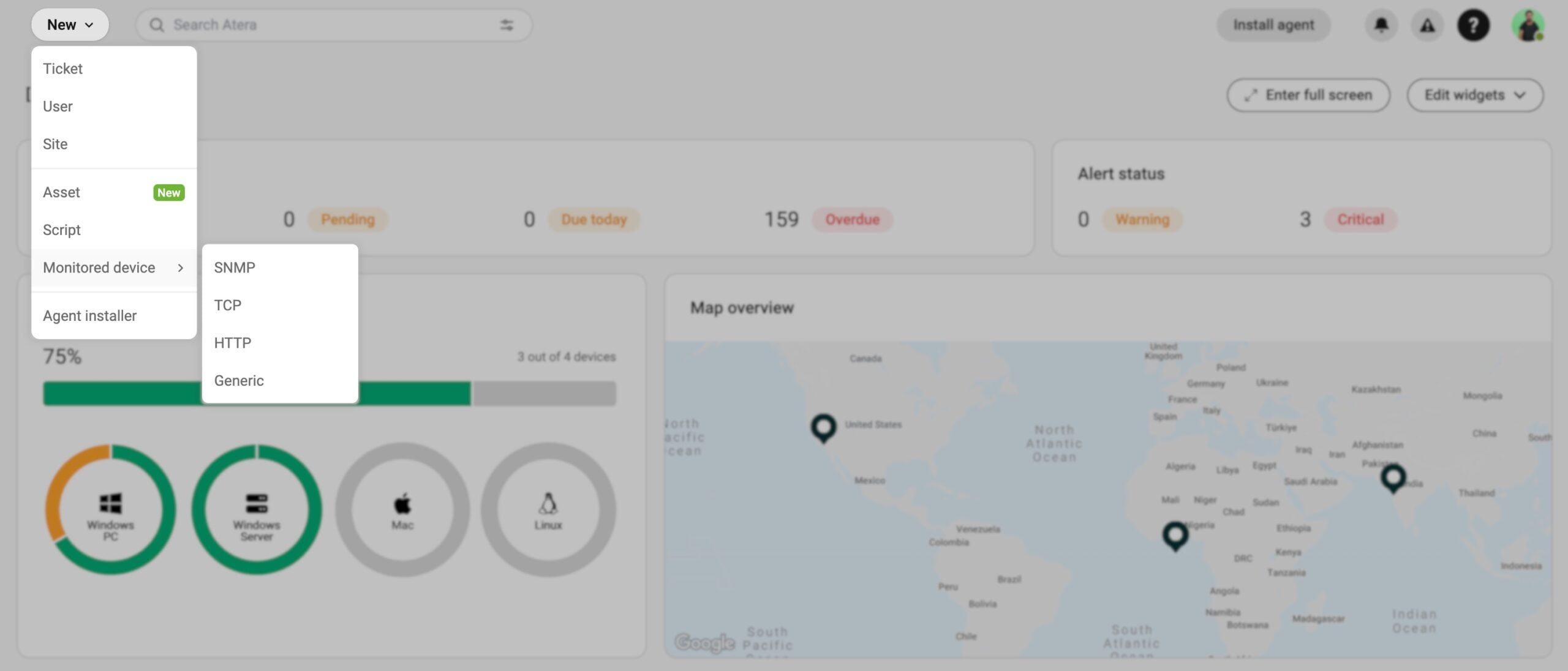 Atera SNMP monitoring