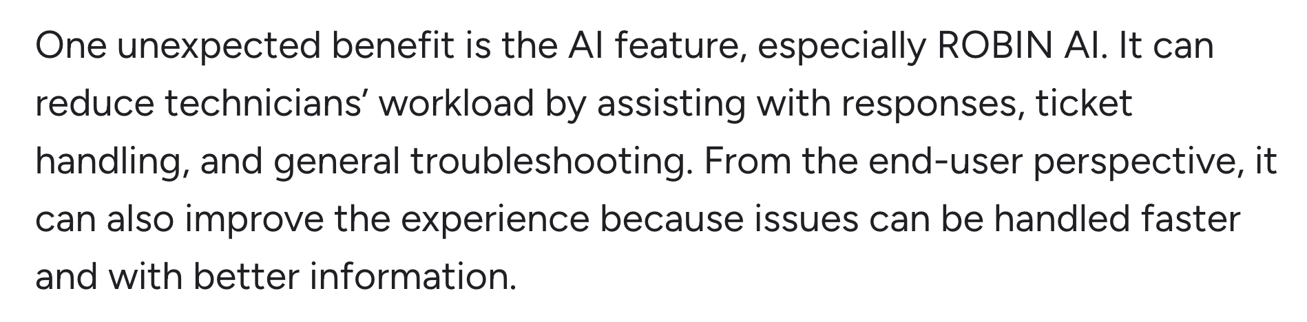 A screenshot of Atera's G2 comment from a user