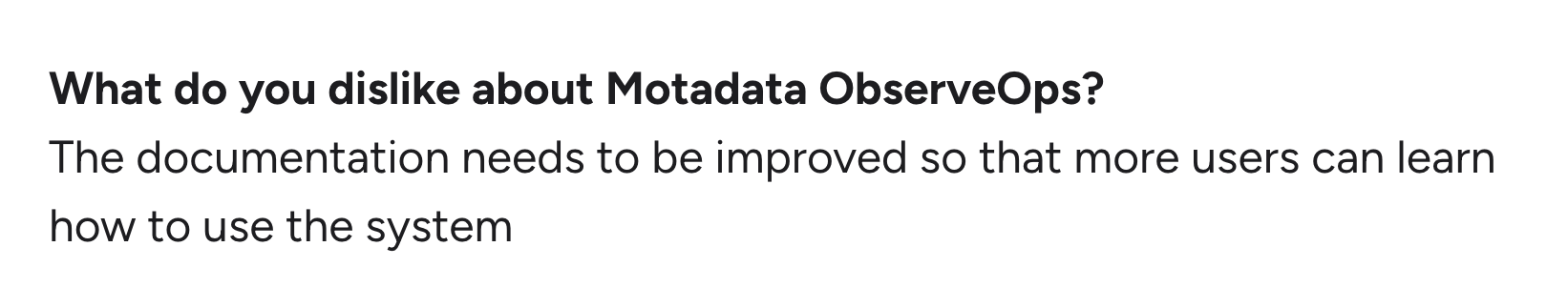 Motadata comment on G2 A screenshot of Motadata user review on G2