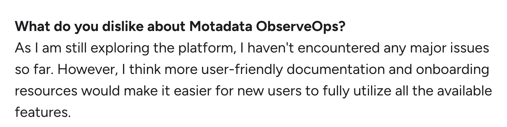 Motadata user review on G2 A screenshot of Motadata user review on G2