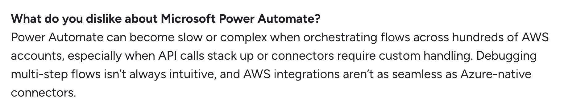 Power Automate G2 review A screenshot of Power Automate G2 review